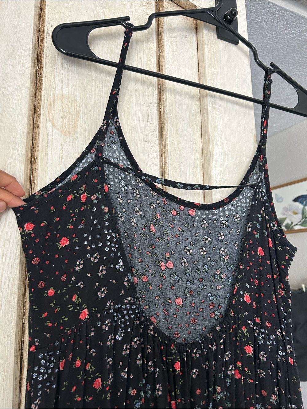 Aeropostale Black Mini Slip Dress with Red & White Floral Print - Picture 5 of 7
